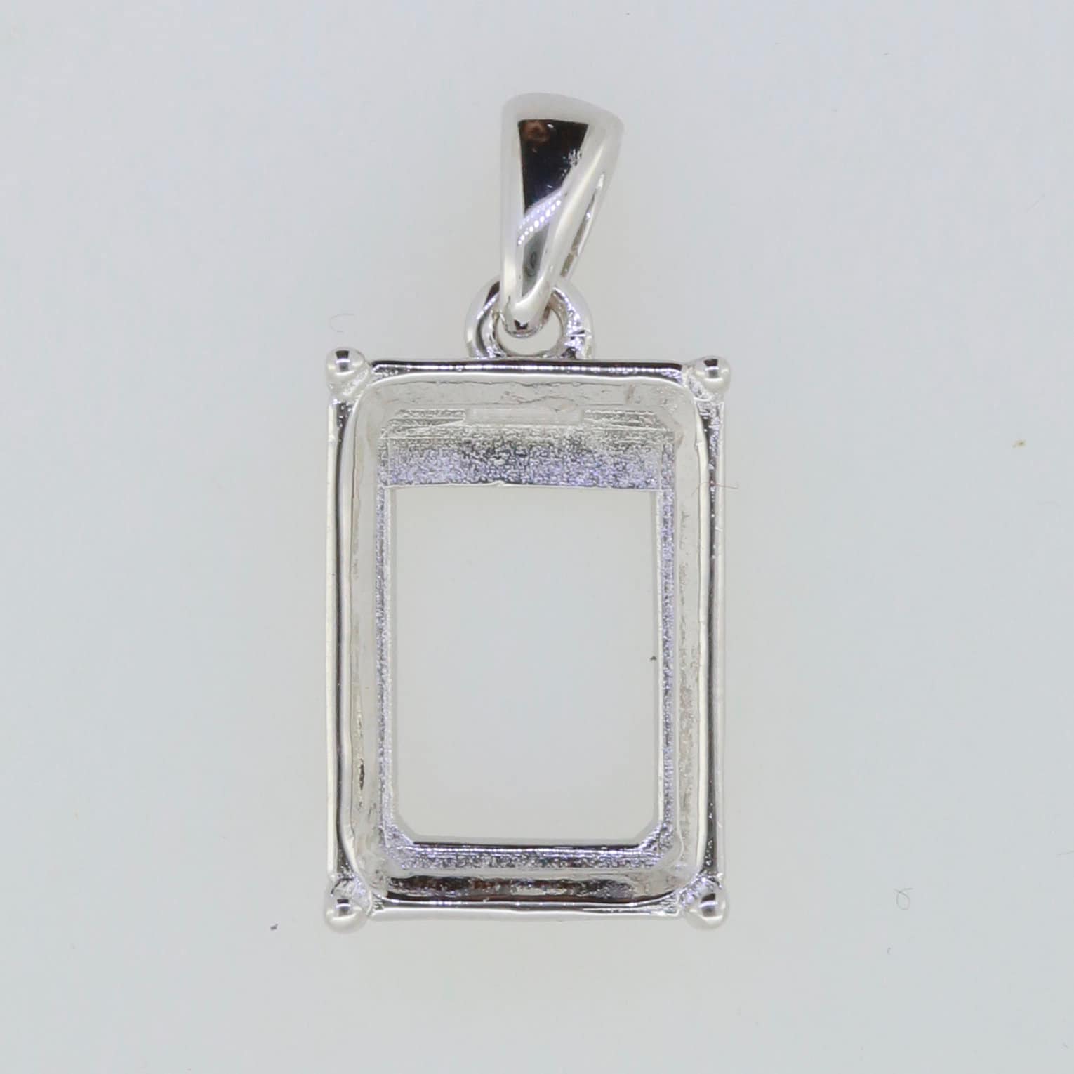 Sterling Silver Semi Mount Pendant Setting ready for an emerald 14x10mm gemstone, crafted to order.