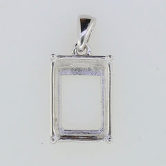 Sterling Silver Semi Mount Pendant Setting ready for an emerald 14x10mm gemstone, crafted to order.