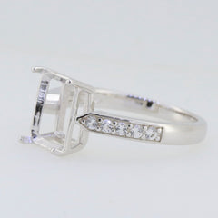 Custom 2-piece sterling silver semi-mount ring setting showcasing Moissanite accents and space for OCT and OV gemstones.