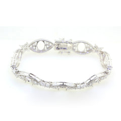 Sterling silver semi mount tennis bracelet setting with white topaz accent, showcasing elegant design and craftsmanship.