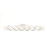 Sterling Silver Semi Mount Tennis Bracelet Setting with oval 9x7mm cabochon spaces, stainless steel tongue.