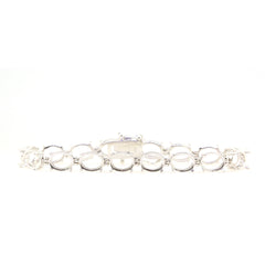 Sterling Silver Semi Mount Tennis Bracelet Setting with oval 9x7mm cabochon spaces, stainless steel tongue.