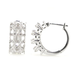 Sterling Silver Semi Mount Earrings Setting with White Topaz, designed for multiple gemstones