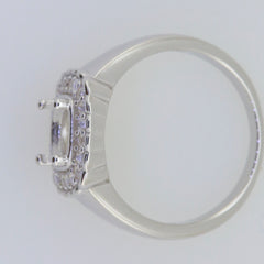 Men's sterling silver semi mount ring setting showcasing square 7x7mm with Moissanite accent stones.
