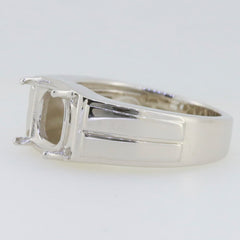 Custom men's sterling silver semi mount ring setting, 12.9mm x 9.4mm x 5.4mm, made to order with no stock.
