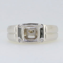Custom men's sterling silver semi mount ring setting with an oval gemstone holder, crafted to order.