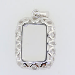 Sterling Silver Semi Mount Pendant Setting with ornate Art Nouveau design for Emerald gemstone, featuring White Topaz accents.