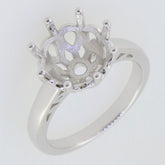 Sterling Silver Semi Mount Ring Setting with round 11x11mm solitaire base for customized gemstone placement.