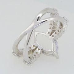 Sterling Silver semi mount ring setting in marquise shape ready for moissanite gemstones accent.