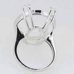 Sterling Silver Semi Mount Ring Setting featuring an elegant oval design for custom gemstones like White Topaz.