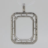 Sterling Silver Semi Mount Pendant Setting 25x20mm Halo for White Topaz gemstones, made to order.