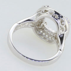 Sterling silver semi mount ring setting with intricate details, ready for gemstones, highlighting craftsmanship and elegance.