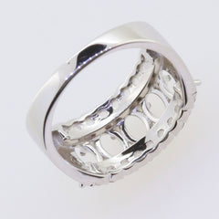 Sterling Silver Semi Mount Ring Setting with oval 6x4mm stone band and white topaz accent, customizable and made to order.