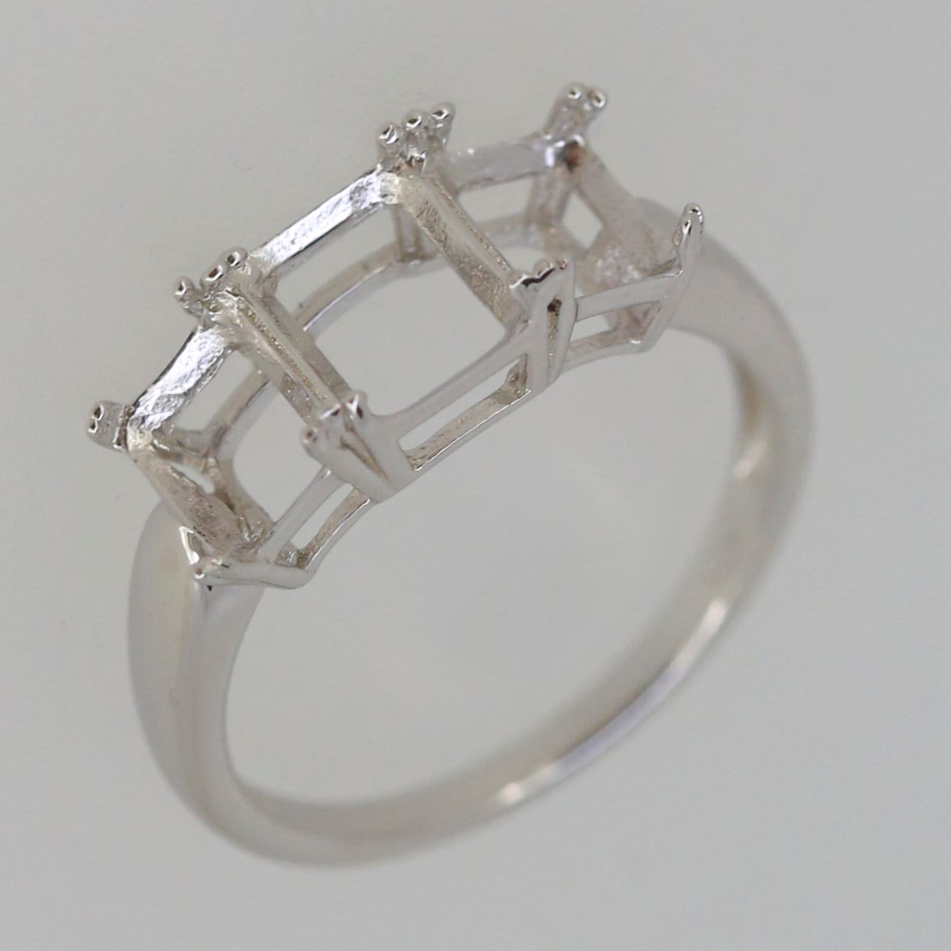 Sterling silver semi mount ring setting for 8x6mm and 7x5mm stones, customizable and made to order.