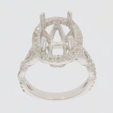 Sterling Silver Semi Mount Ring Setting with Twisted Shank Halo ready for custom gemstone, featuring White Topaz.