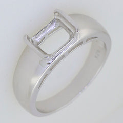 Sterling silver semi-mount ring setting for 9x7mm emerald, bezel design, customizable sizes, made to order.