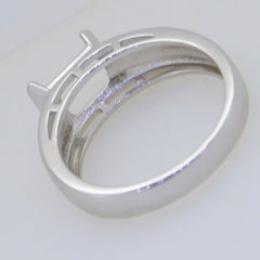 Sterling silver semi mount ring setting for 9x7mm emerald, bezel set design. Custom made to order.