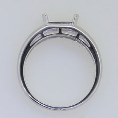 Sterling Silver semi mount ring setting for 9x7mm emerald, customizable and made to order, ideal for unique jewelry designs.