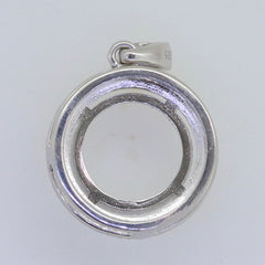 Sterling Silver semi mount pendant setting with a round 13x13mm halo design for gemstone placement.