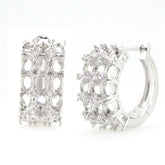 Sterling Silver Semi Mount Earrings Setting with White Topaz for oval gemstones, customizable, made to order.