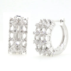 Sterling Silver Semi Mount Earrings Setting with White Topaz for oval gemstones, customizable, made to order.