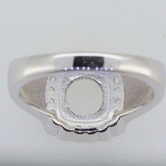 Men's Sterling Silver Semi Mount Ring Setting view from beneath, designed for a 7x7mm Moissanite stone.