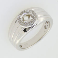 Men's Sterling Silver Ring with Round Moissanite Accent and Semi Mount Setting, Unique Design, Make to Order