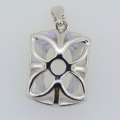Sterling silver semi mount pendant setting with a decorative floral design, ideal for showcasing gemstones.