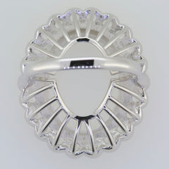 Sterling Silver Semi Mount Ring Setting with White Topaz Halo for Oval stone 20x15mm, custom made-to-order.