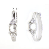 Sterling Silver Semi Mount Earrings Setting featuring White Topaz gemstones, ideal for custom gemstones, made to order.
