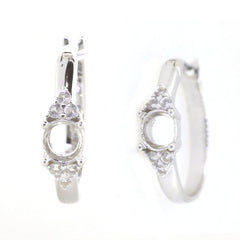 Sterling Silver Semi Mount Earrings Setting featuring White Topaz gemstones, ideal for custom gemstones, made to order.