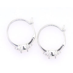 Sterling silver semi mount earrings setting with round clips for white topaz gemstones, made to order.