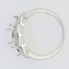 Sterling Silver semi mount ring setting with Moissanite accent, showcasing 7x7mm and 5x5mm halo design.