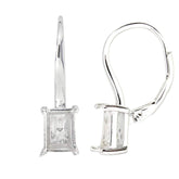 Sterling silver semi mount earrings setting for emerald, featuring leverback design and white topaz accents.