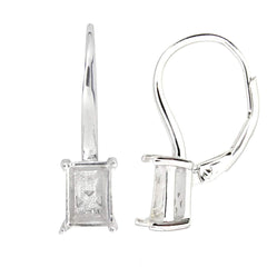 Sterling silver semi mount earrings setting for emerald, featuring dangle leverback design, minimal and elegant.