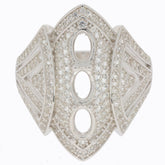 Sterling Silver Semi Mount Ring Setting with oval cut stones and White Topaz accents, designed for custom sizes.