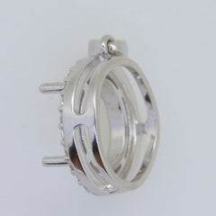 Sterling Silver Semi Mount Pendant Setting with White Topaz, round 13x13mm halo design, prepared to order.
