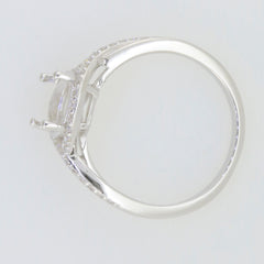Sterling Silver semi mount ring setting with round 8x8mm halo bypass design, elegant and customizable.