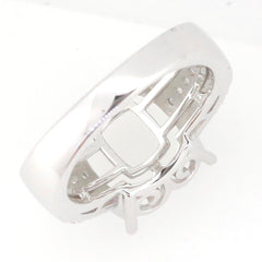 Sterling silver semi mount ring setting with cushion 12x12mm design, featuring white topaz accent gemstones.