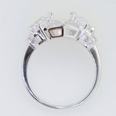 Sterling Silver Semi Mount Ring Setting with White Topaz, designed for a 9x7mm oval gemstone.