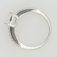 Sterling silver semi mount ring setting with round RD 8x8mm baguette details for customizable jewelry designs.