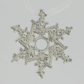 Sterling silver snowflake pendant setting for 6x6mm round moissanite gemstones, handmade and customizable.
