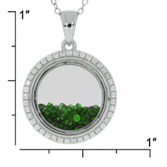 Sterling Silver pendant setting featuring green gemstones and white topaz, perfect for birthstones and custom orders.
