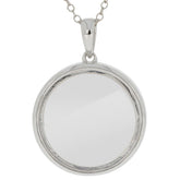 Sterling Silver semi mount pendant setting for birthstones with clear sapphire glass, perfect for personalizing jewelry.