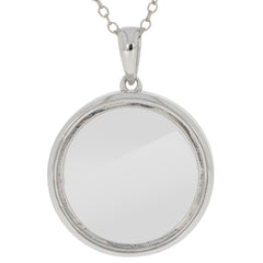 Sterling Silver semi mount pendant setting for birthstones with clear sapphire glass, perfect for personalizing jewelry.