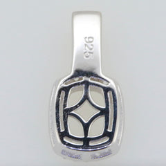 Sterling Silver Semi Mount Pendant Setting with intricate design, 925 hallmark, ready for 9x7mm cushion gem.