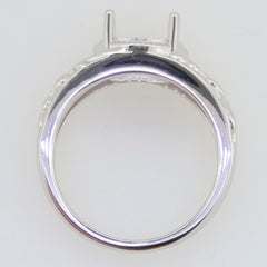 Sterling silver semi mount ring setting, round 9x9mm, Art Nouveau style, no gemstone included