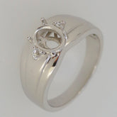 Sterling Silver Semi Mount Ring Setting with Moissanite Accent for Oval Gemstone 8x6mm