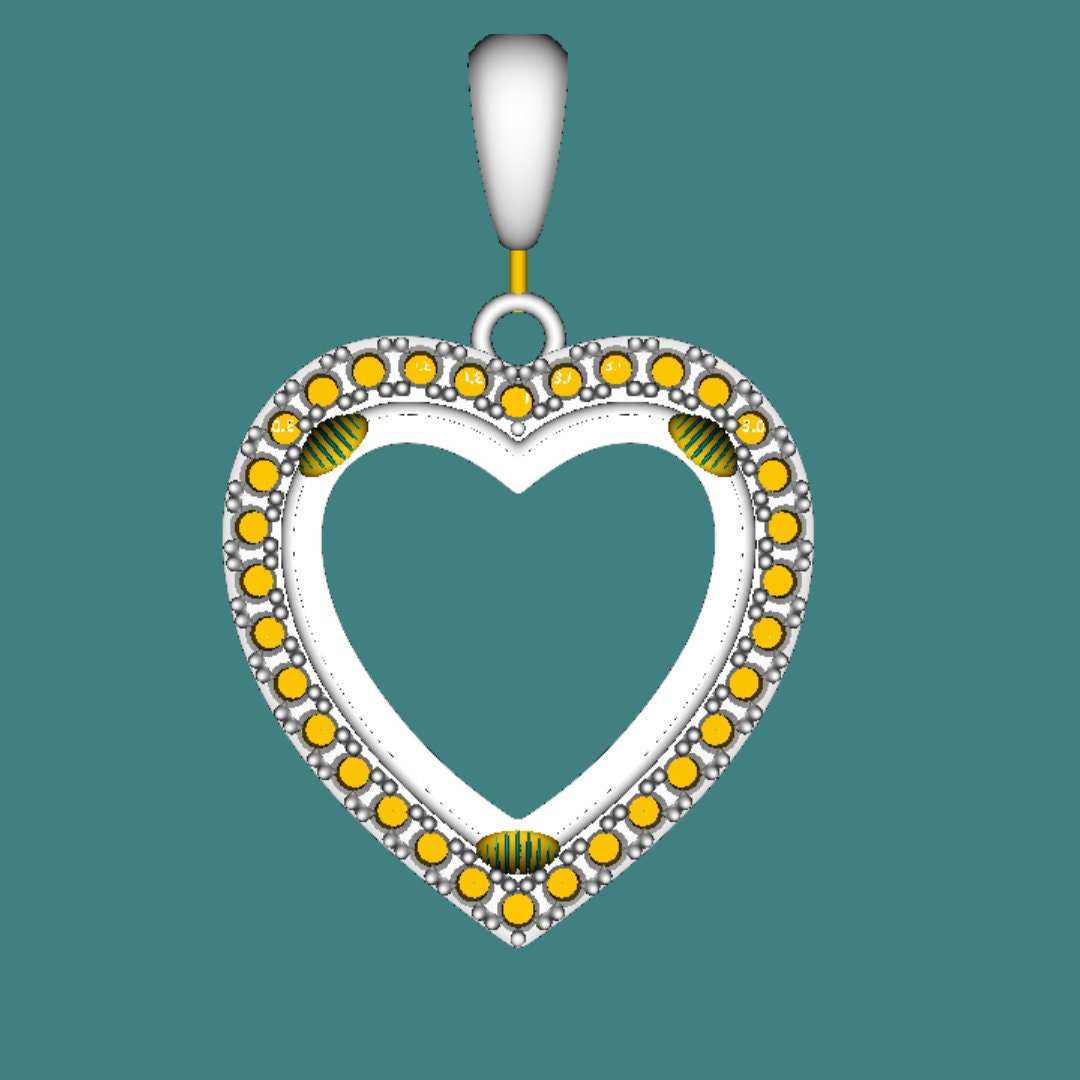 Sterling Silver semi mount heart pendant setting with white topaz halo, 25x25mm, customizable, made to order.