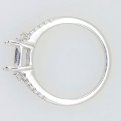 Sterling Silver Semi Mount Ring Setting with White Topaz accents, cushion center for customizable gemstone options.